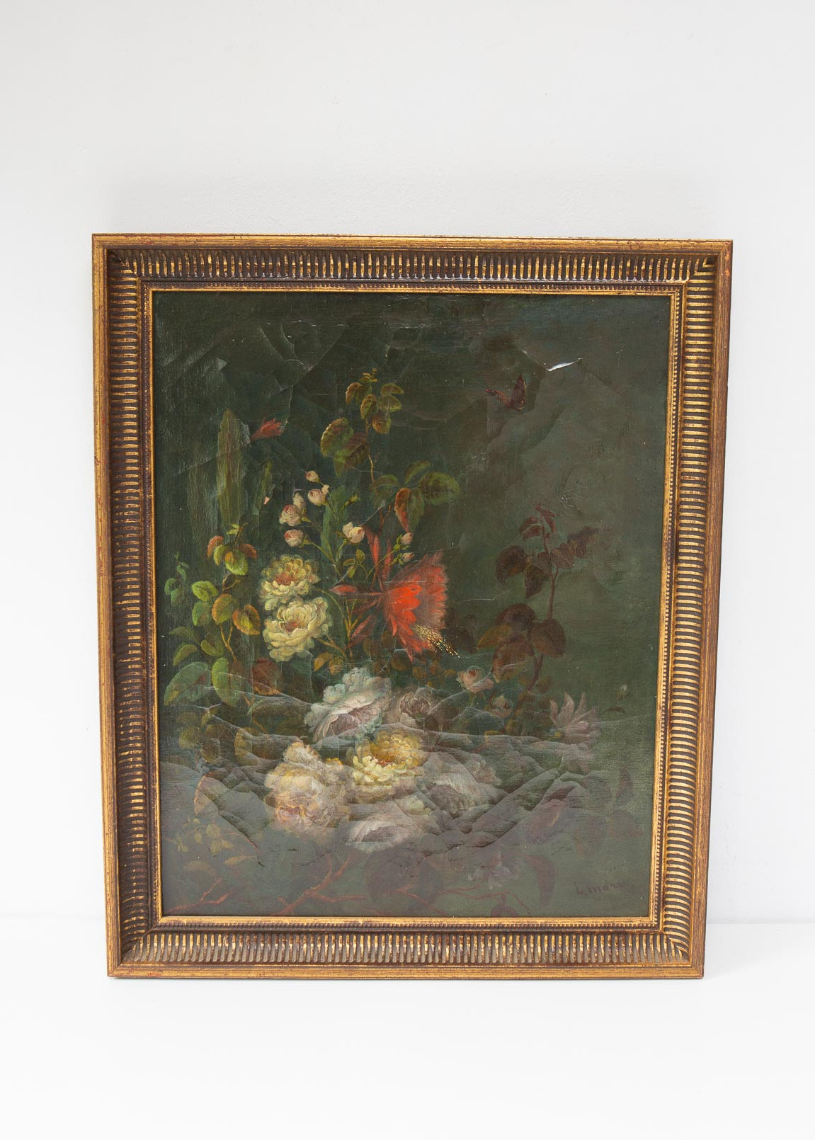 antiguo bodegón flores frances c. 1900