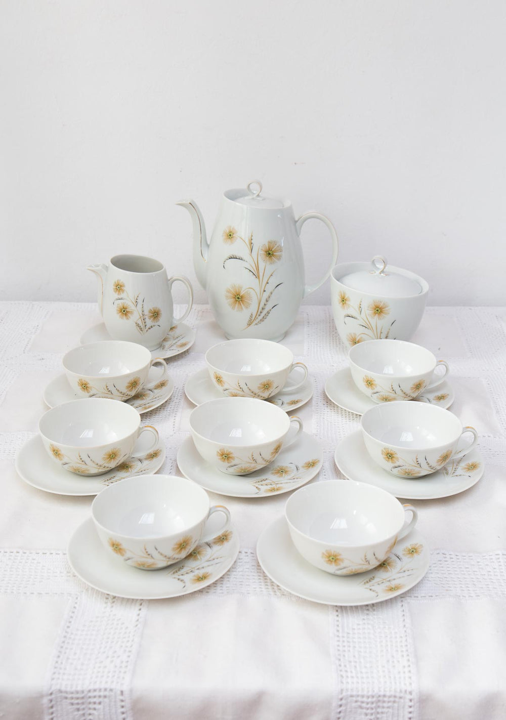 Juego de té para 8 porcelana francesa Limoges UNIC años 1960 (20 PIEZAS)