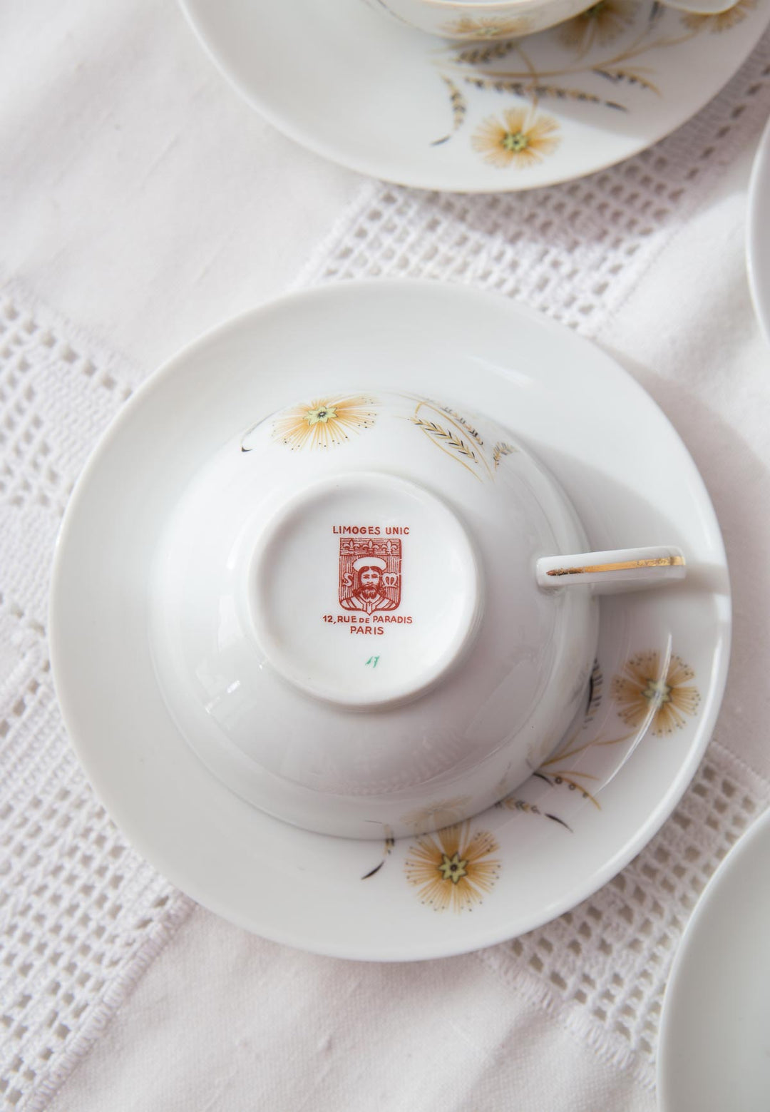 Juego de té para 8 porcelana francesa Limoges UNIC años 1960 (20 PIEZAS)