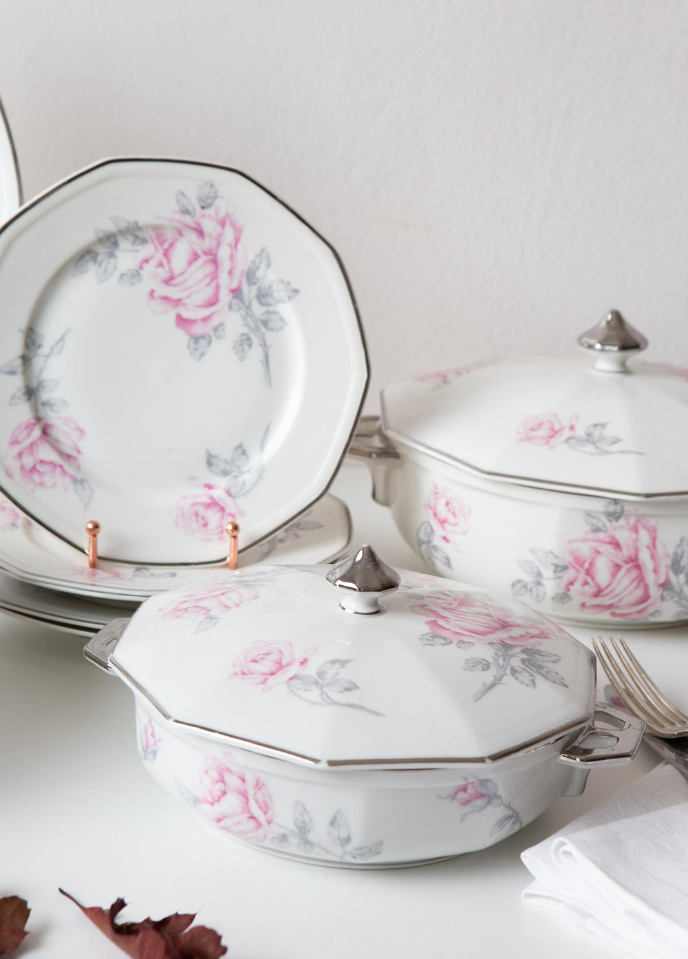 Juego porcelana art decó Limoges PL años 20/30 (15 UNID.)