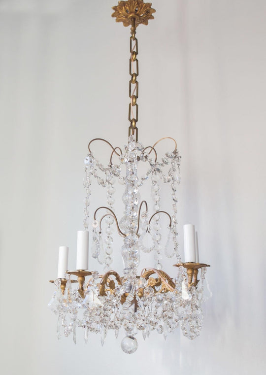 antigua lámpara de techo araña francesa con cristales antique vintage french chandelier lustre ancien