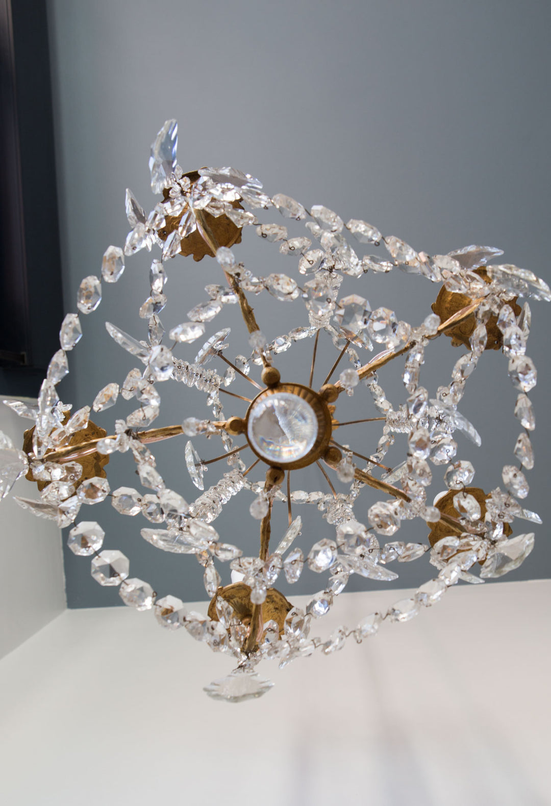 antigua lámpara de techo araña francesa con cristales antique vintage french chandelier lustre ancien