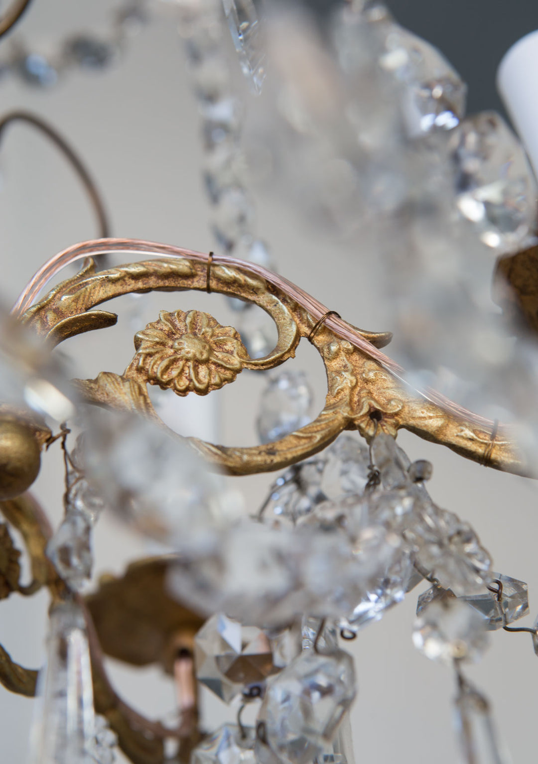 antigua lámpara de techo araña francesa con cristales antique vintage french chandelier lustre ancien