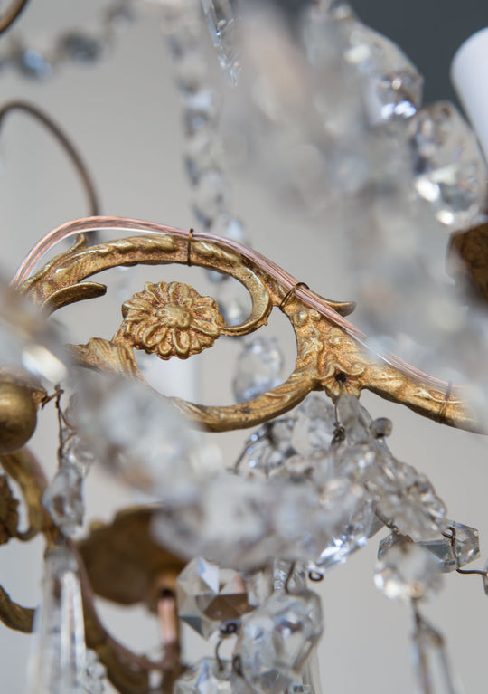 antigua lámpara de techo araña francesa con cristales antique vintage french chandelier lustre ancien