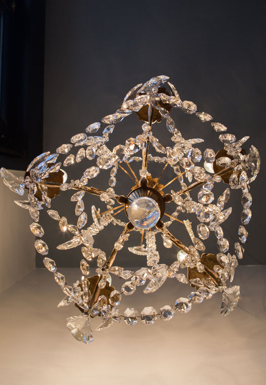 antigua lámpara de techo araña francesa con cristales antique vintage french chandelier lustre ancien