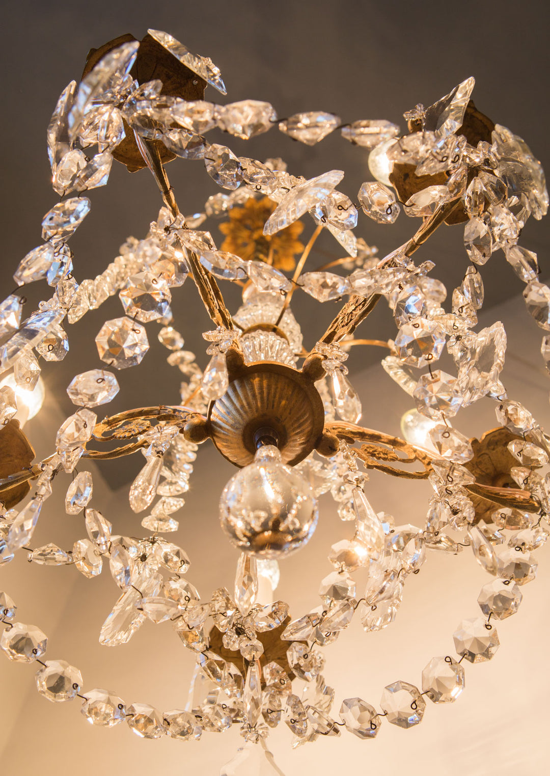 antigua lámpara de techo araña francesa con cristales antique vintage french chandelier lustre ancien