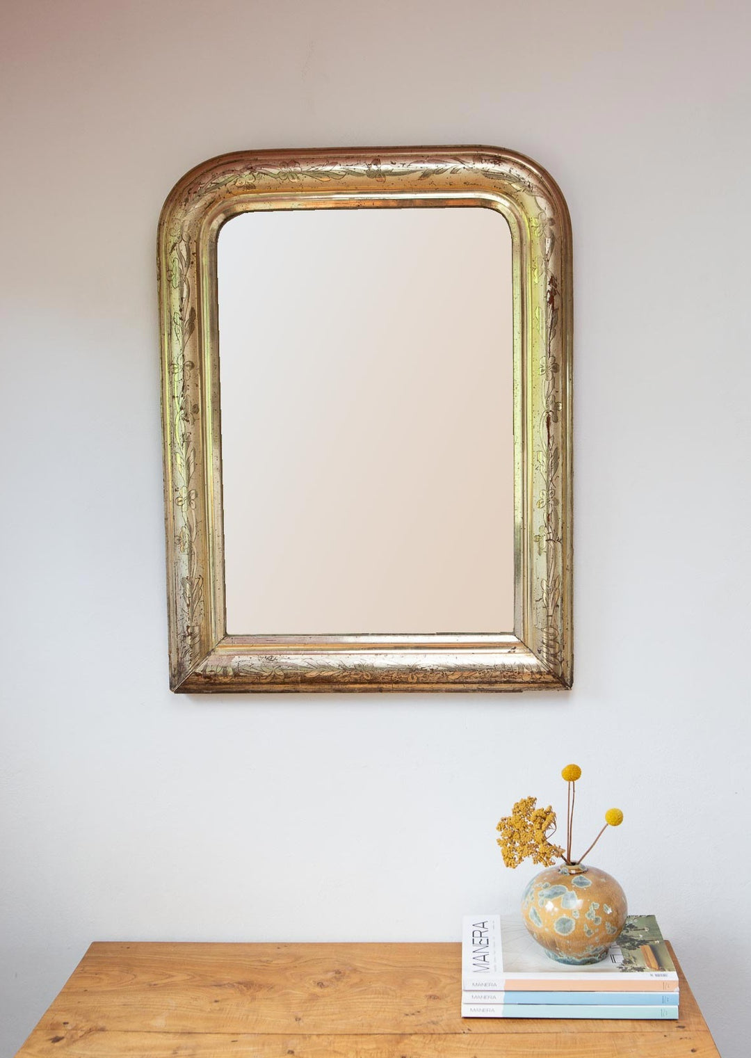 Espejo Louis Philippe madera dorada s. XIX Luis Felipe French gilded miroir