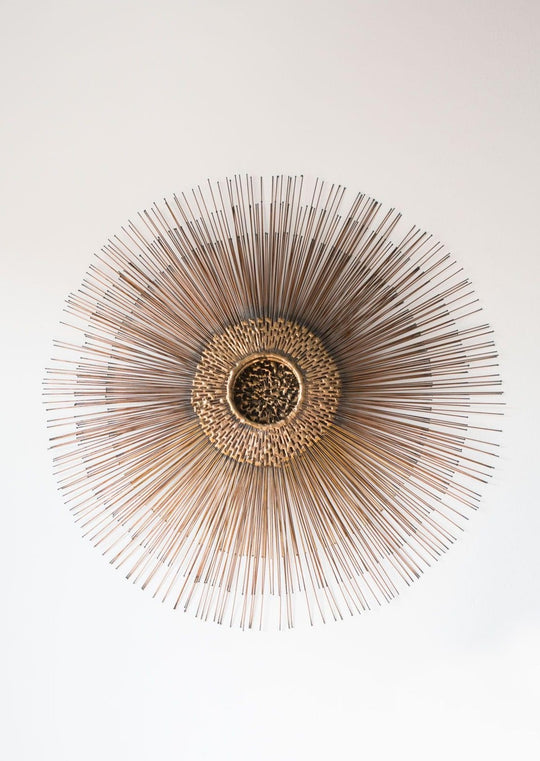 Gran escultura sol EEUU años 60/70 metal latón vintage sunburst starburst wall art sculpture