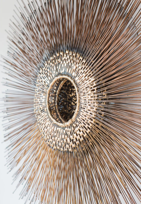 Gran escultura sol EEUU años 60/70 metal latón vintage sunburst starburst wall art sculpture
