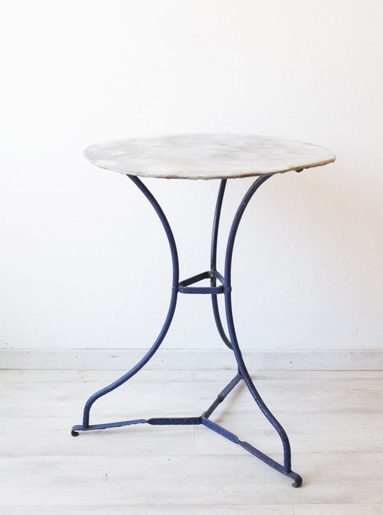 Antigua mesa jardín francesa hierro azul (VENDIDA)