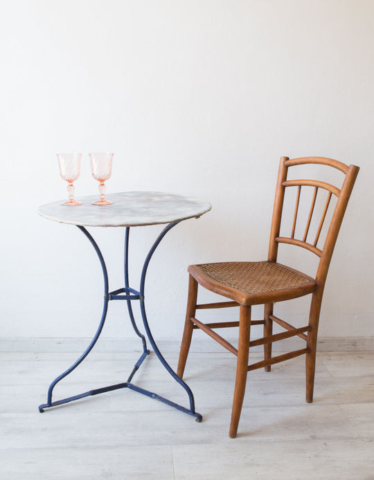 Antigua mesa jardín francesa hierro azul (VENDIDA)