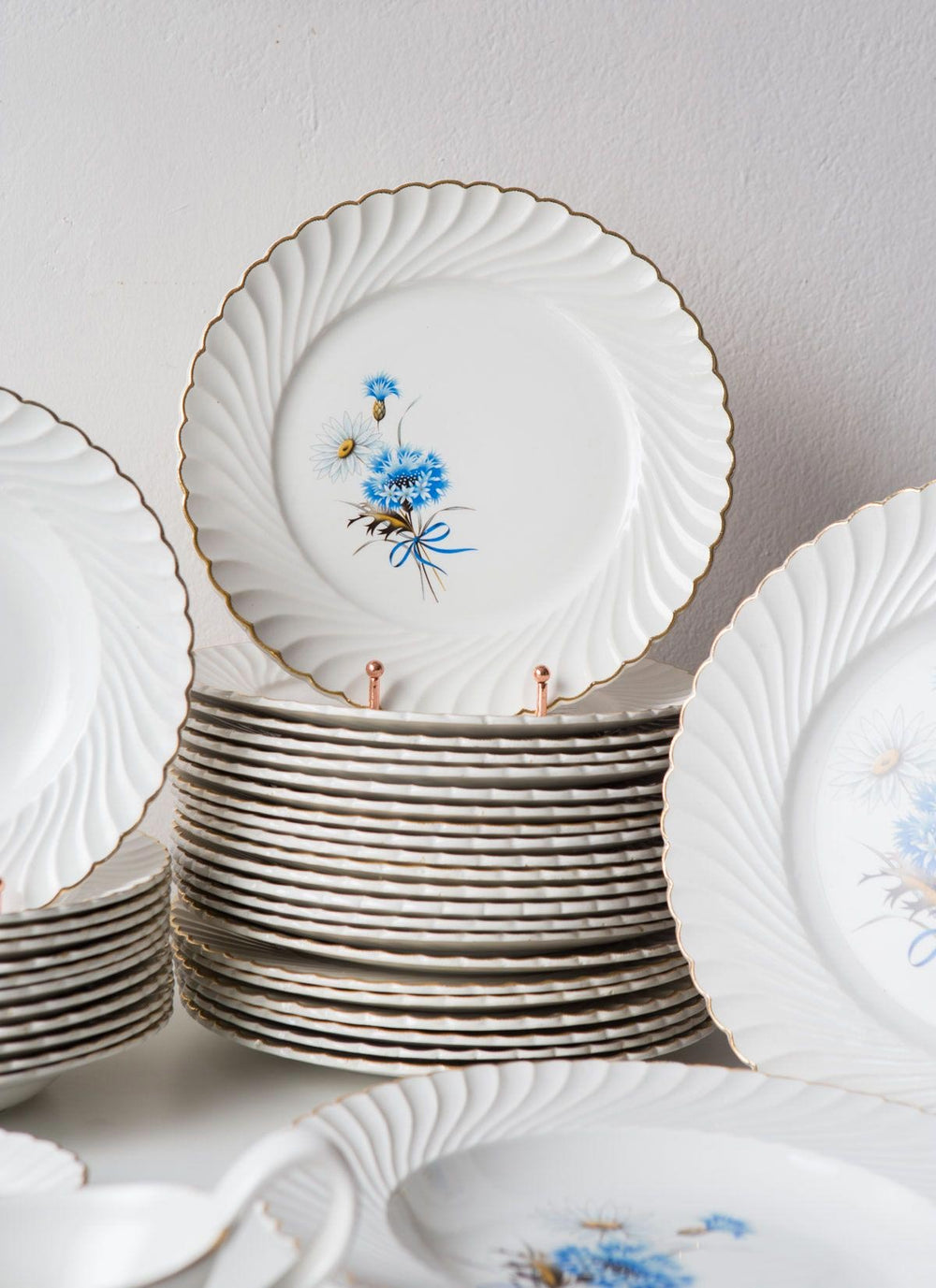 Vajilla francesa loza flores azules Luneville service a vaiselle french