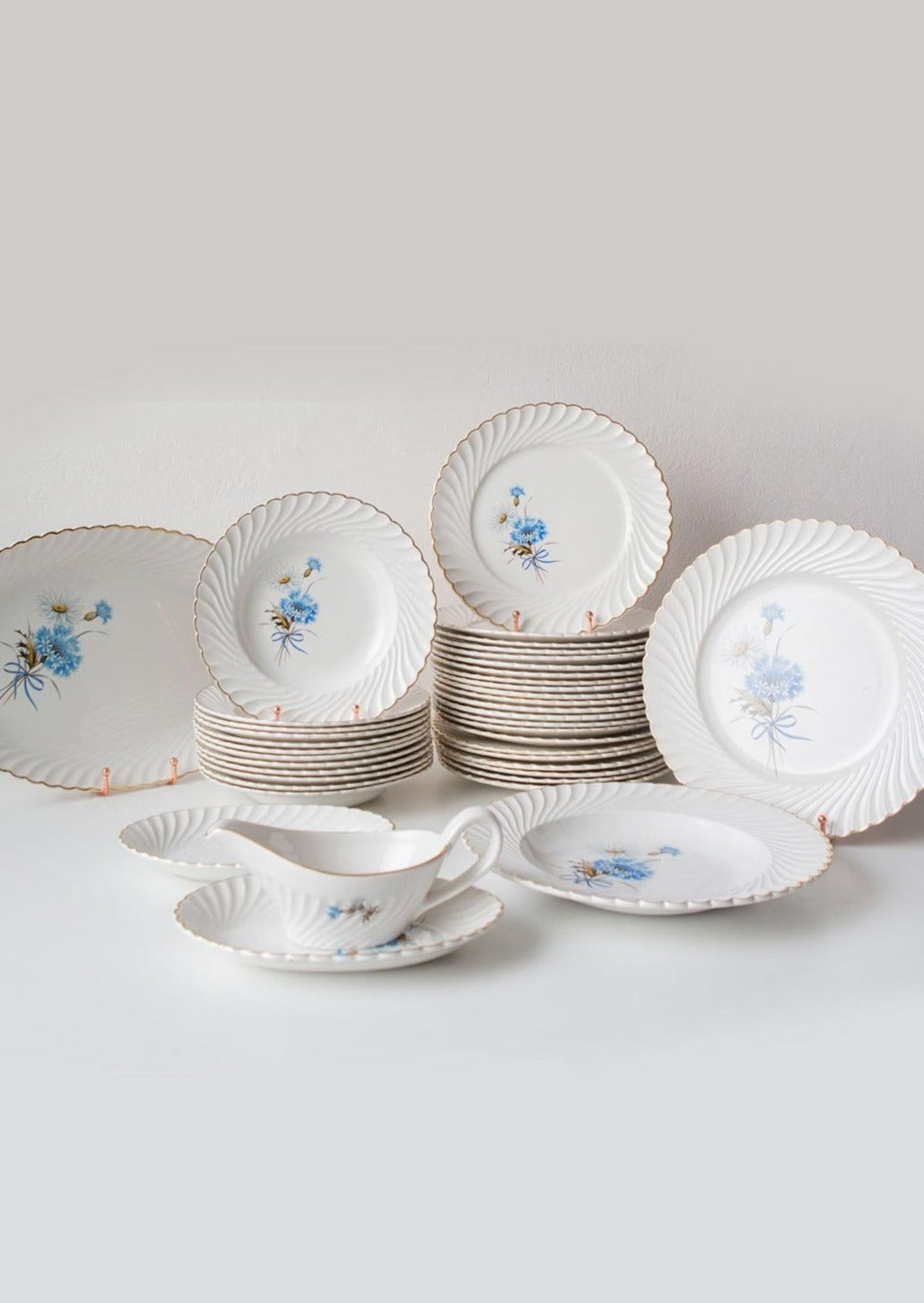 Vajilla francesa loza flores azules Luneville service a vaiselle french