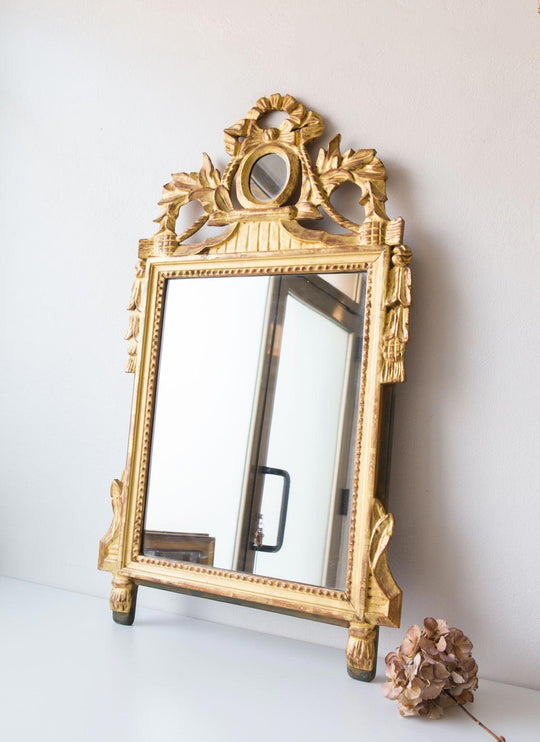 Espejo francés estilo Imperio dorado y verde s. XX antique french gilded mirror