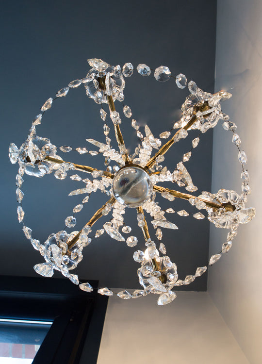 antigua lámpara de techo araña francesa con cristales antique vintage french chandelier lustre ancien