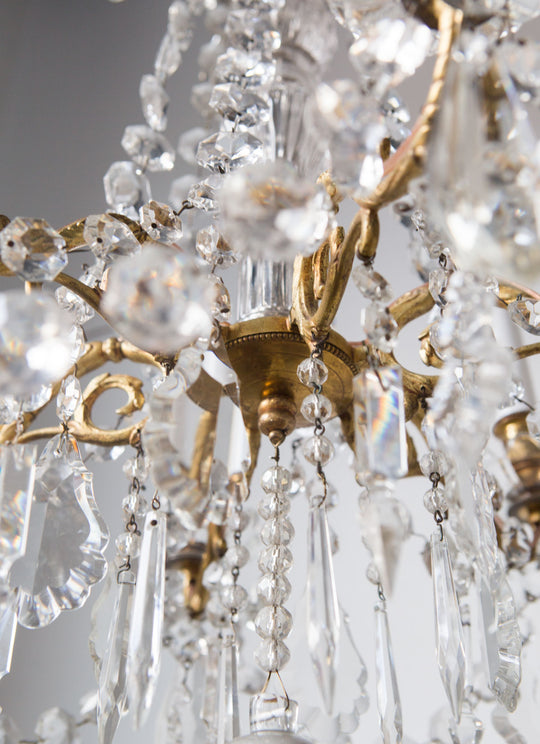 antigua lámpara de techo araña francesa con cristales antique vintage french chandelier lustre ancien