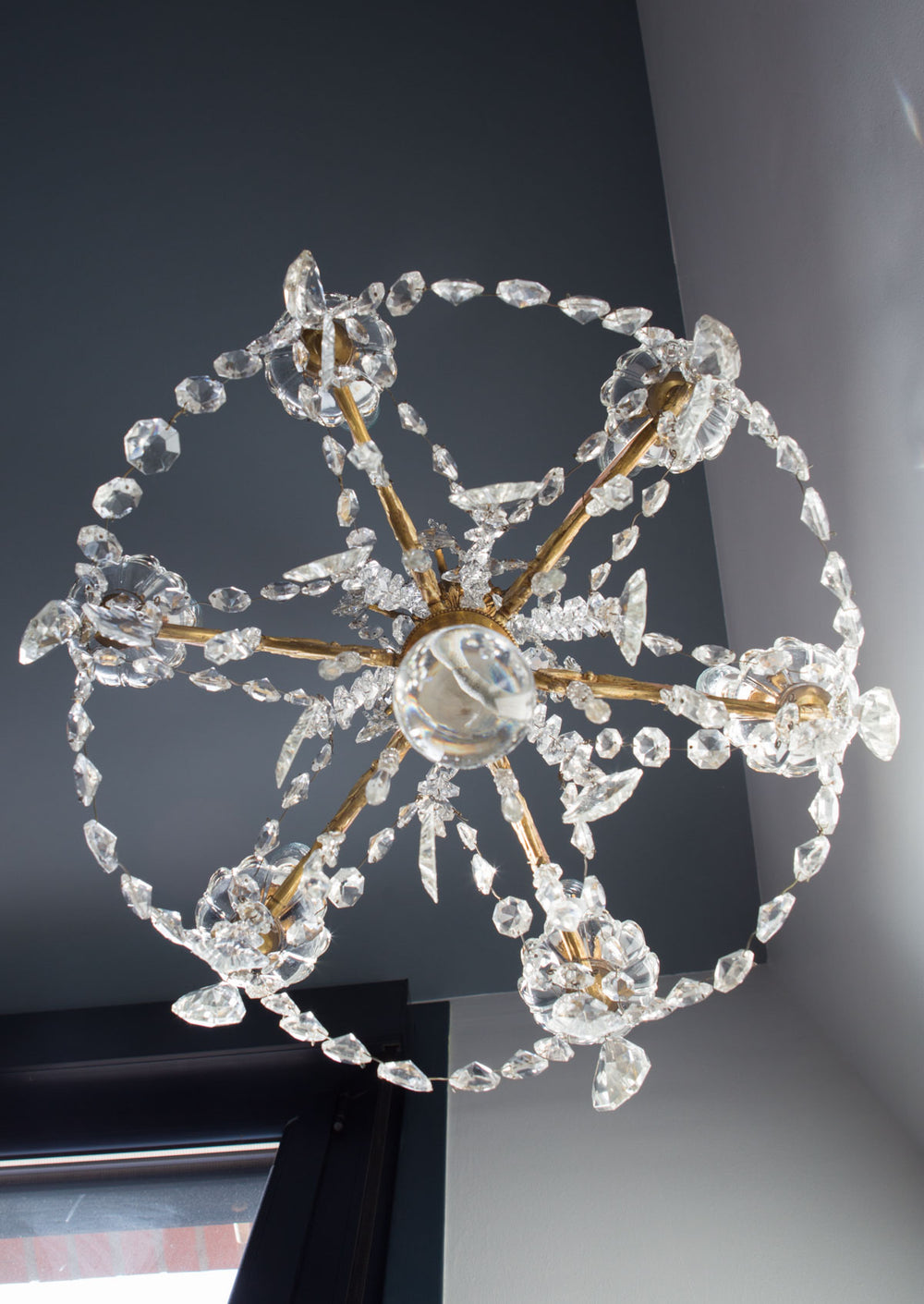 antigua lámpara de techo araña francesa con cristales antique vintage french chandelier lustre ancien