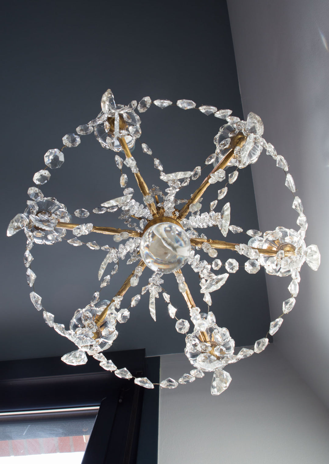 antigua lámpara de techo araña francesa con cristales antique vintage french chandelier lustre ancien