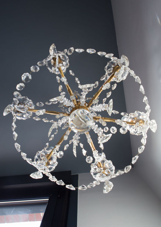 antigua lámpara de techo araña francesa con cristales antique vintage french chandelier lustre ancien