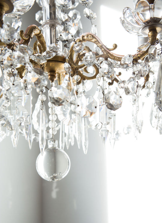 antigua lámpara de techo araña francesa con cristales antique vintage french chandelier lustre ancien