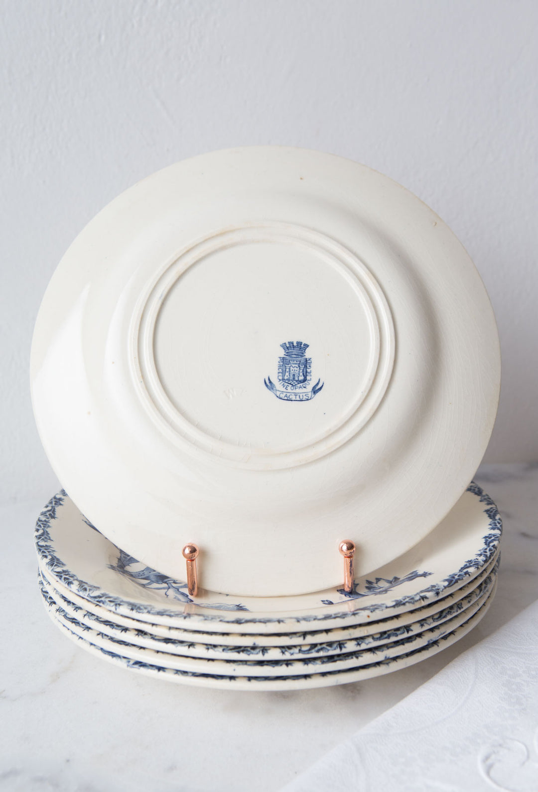 Antiguos platos llanos Cactus Gien terre de fer s. XIX (VENDIDOS)