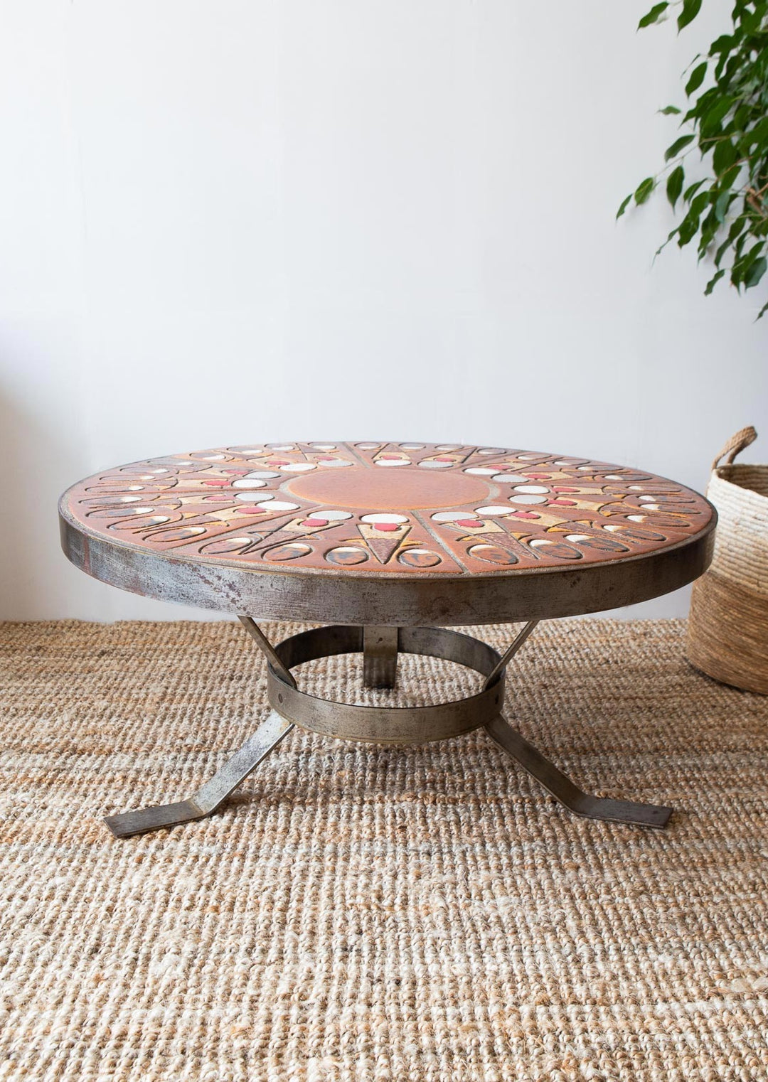 mesa centro francesa gres y acero  corroyez french coffee table estilo vallauris