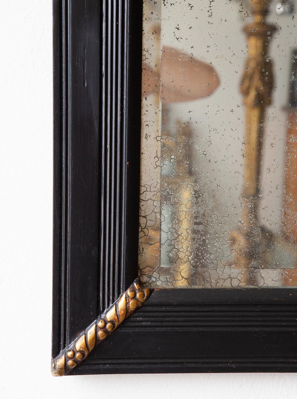 espejo antiguo dorado y negro francés vintage gilded gold mirror 