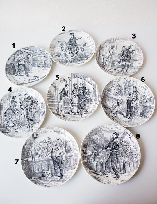 Juego de 8 platos "Paris assiegé" de Creil Montereau c. 1890s