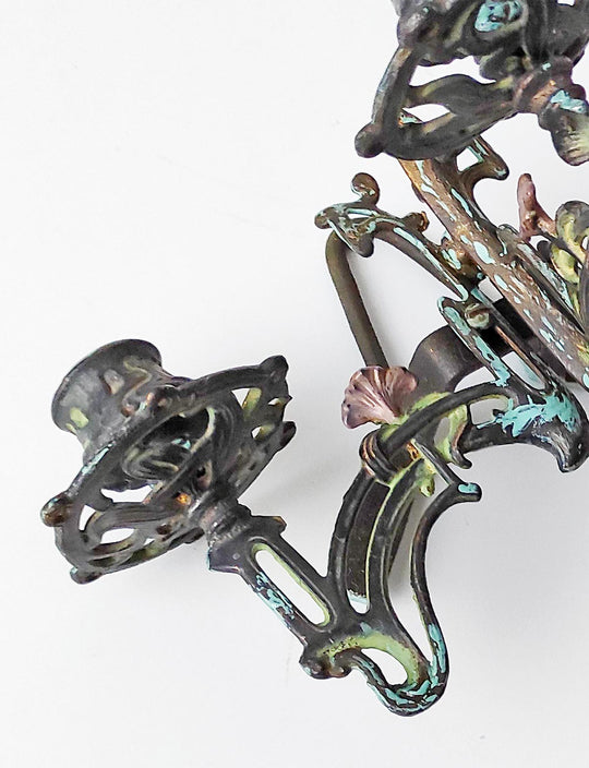 Pareja candelabros hierro franceses art nouveau aprox. 1900