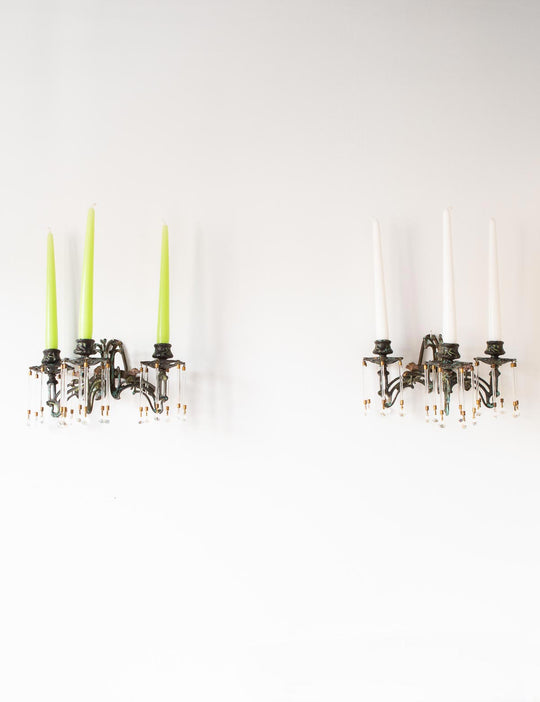 Pareja candelabros hierro franceses art nouveau aprox. 1900