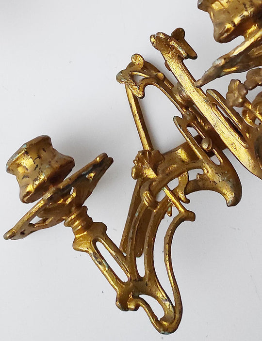 Pareja candelabros hierro franceses art nouveau aprox. 1900