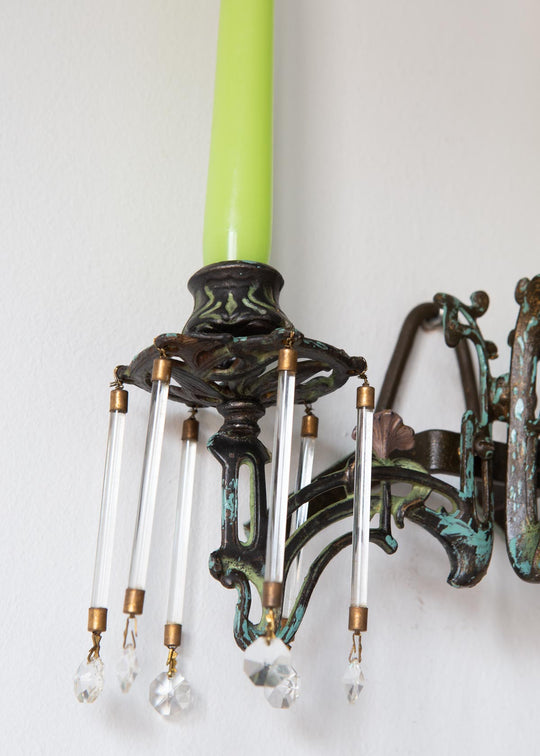 Pareja candelabros hierro franceses art nouveau aprox. 1900