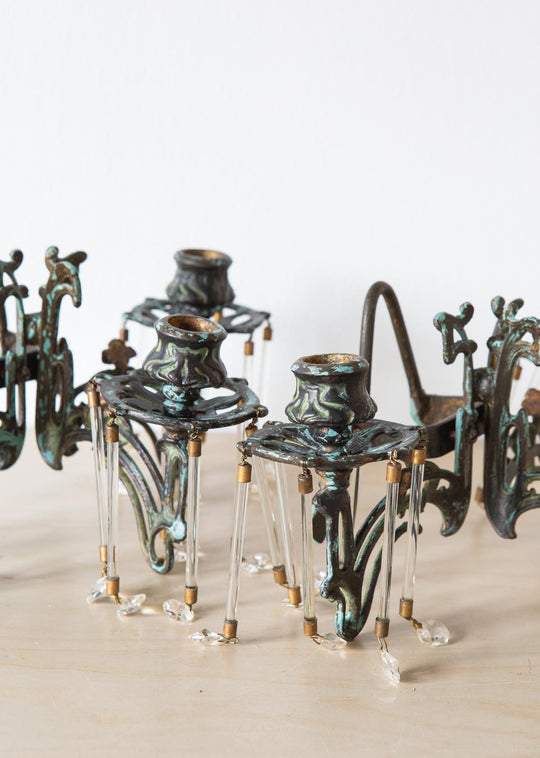 Pareja candelabros hierro franceses art nouveau aprox. 1900