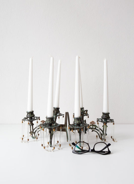 Pareja candelabros hierro franceses art nouveau aprox. 1900