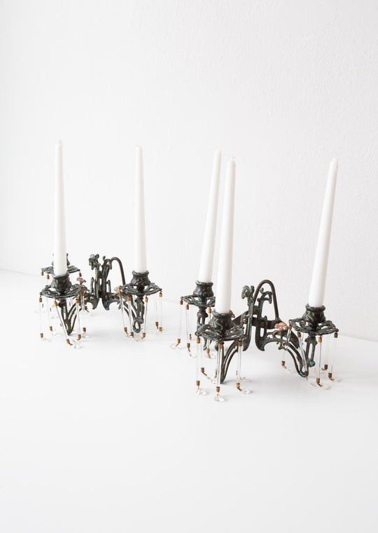 Pareja candelabros hierro franceses art nouveau aprox. 1900