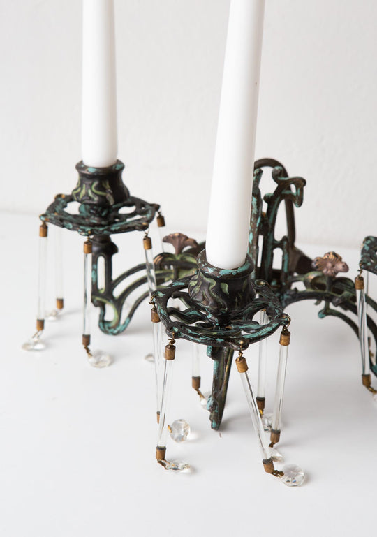 Pareja candelabros hierro franceses art nouveau aprox. 1900