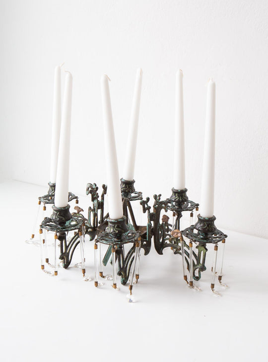 Pareja candelabros hierro franceses art nouveau aprox. 1900
