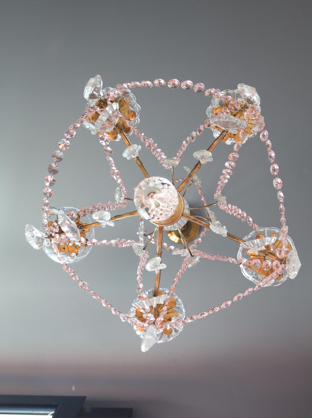 antigua lámpara de techo araña francesa con cristales antique vintage french chandelier lustre ancien