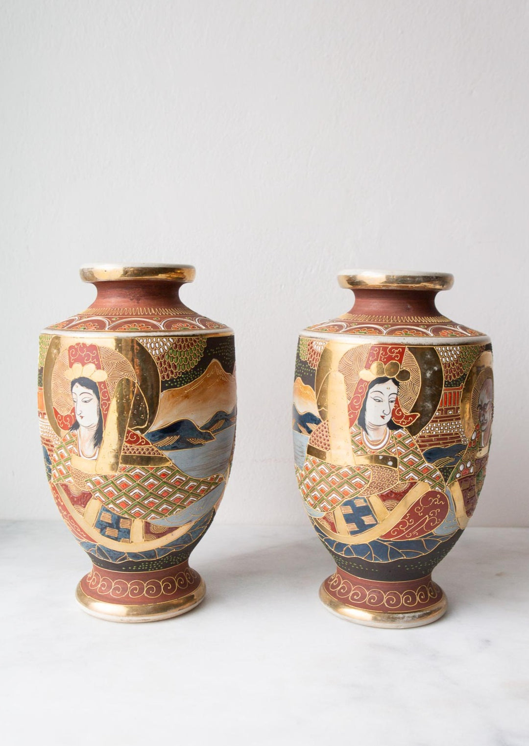 Pareja jarrones japoneses Satsuma (VENDIDOS)