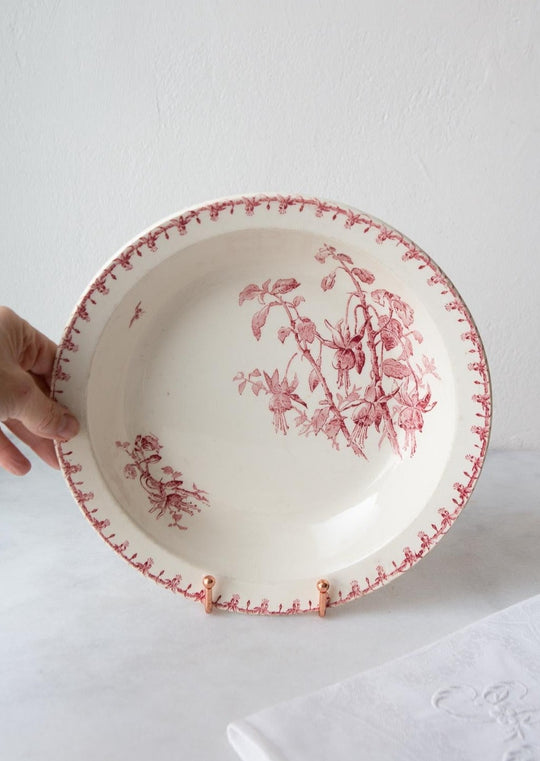 Antigua fuente Sarreguemines Gien terre de fer c. 1900 antique french serving dish