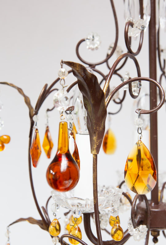 lampara techo italiana cristales ambar vintage