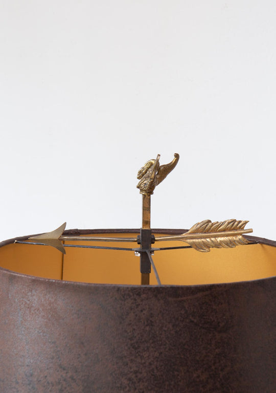 Lámpara bouillotte francesa estilo Imperio en bronce y esmalte verde, ca. 1900-20 (55 cm)