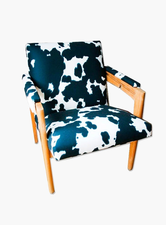 Silla infantil madera tapizado vaca años 50 (64 cm)