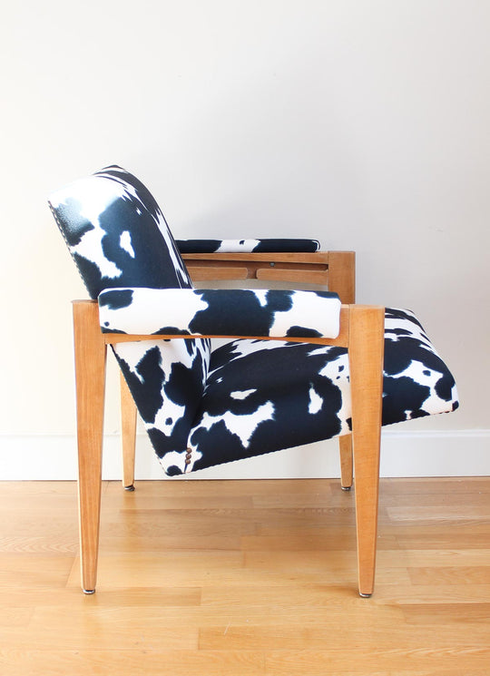 Silla infantil madera tapizado vaca años 50 (64 cm)