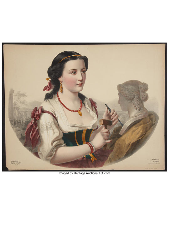 Cromolitografía La Escultura. Adolphe Lafosse. Francia 1856