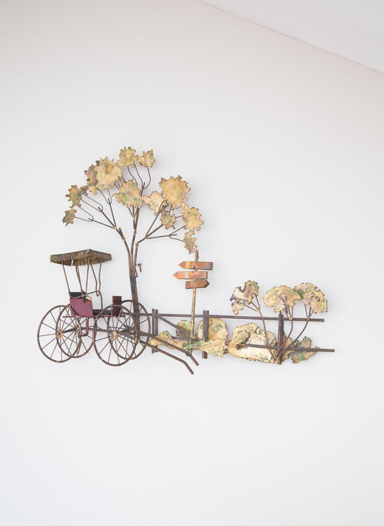 Escultura carroza Curtis Jeré firmada  metal vintage sculpture