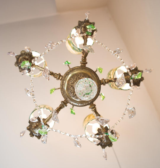 antigua lámpara de techo francesa con cristales antique vintage french chandelier lustre ancien