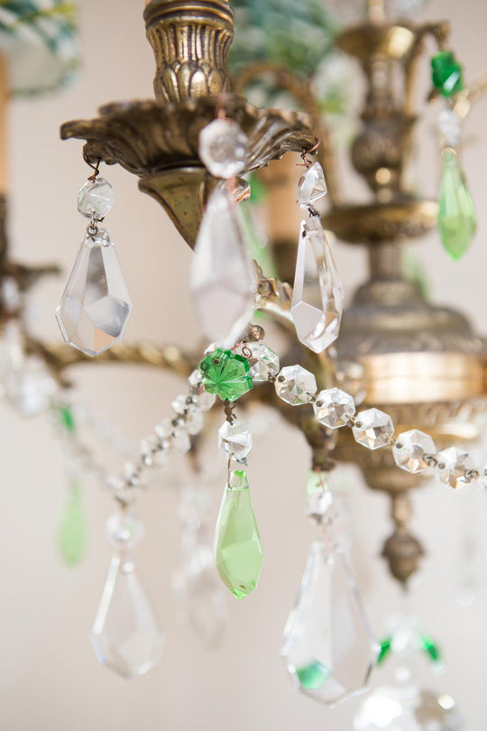 antigua lámpara de techo francesa con cristales antique vintage french chandelier lustre ancien