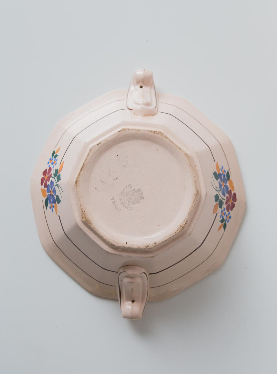 Sopera antigua cerámica rosa Sarreguemines (VENDIDA)