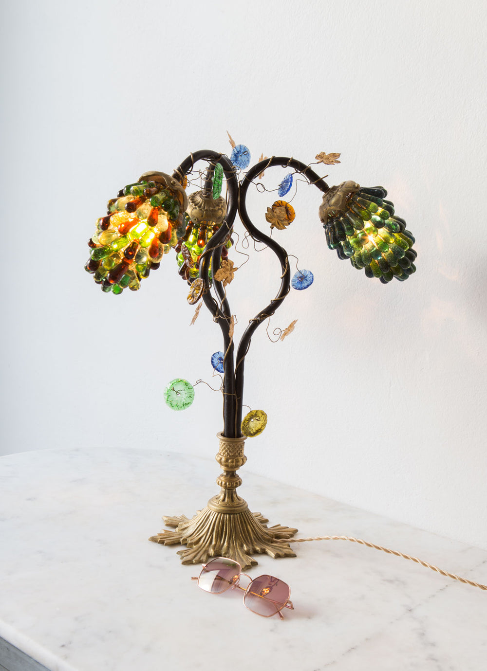 Lámpara de mesa racimos cristal Murano (VENDIDA)